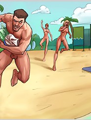 Amazing beach adventure with hot chicks and dude in comic sex pictures